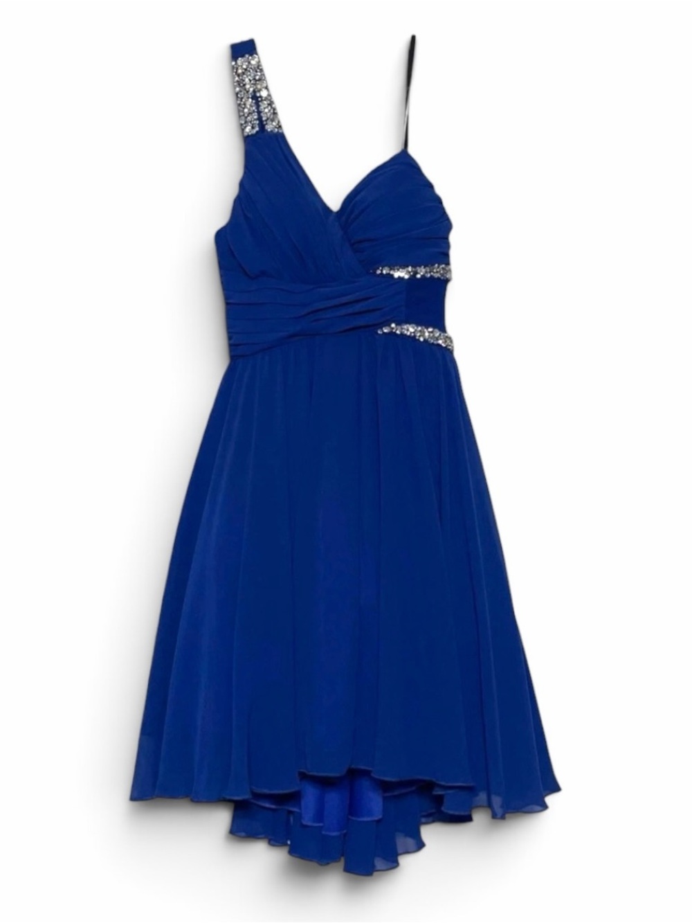 City Studio Blue High Low Beaded Rhinestone Homecoming Dress Size 1